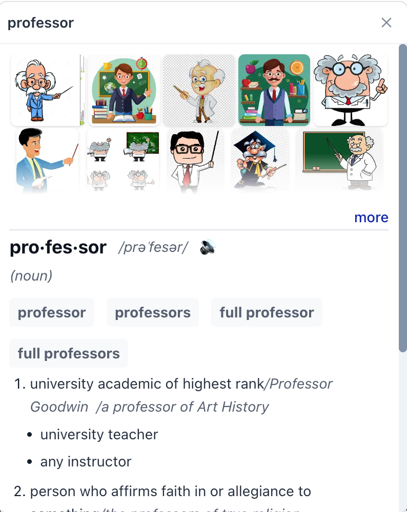 Screenshot showing: Click on each word to see the picture dictionary