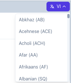 Screenshot showing: Back up with translations and example sentences